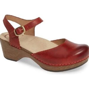 Dansko “Sam” red leather Mary Jane clog size 39